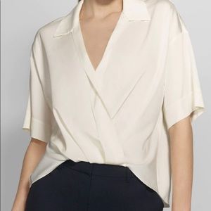 Theory twist blouse in stretch silk (Ivory). Brand new with tags! Never worn.